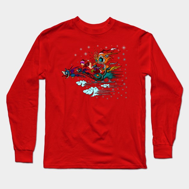 chritmas santa fox gift Long Sleeve T-Shirt by roombirth